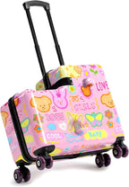 smilesun 20" Ride-On Suitcase for Kids, Cute Pattern, Lightweight Hardshell Carry-On Luggage with Double Spinner Wheels, TSA Lock for Boys & Girls (Candy Garden Pink, 20-inch)