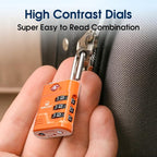 SURE LOCK TSA Approved Luggage Lock – 3-Digit Resettable Combination Padlock with Open Alert Red Dot, Large Easy-Read Dials for Suitcases, Backpacks, Gym & School Lockers (Orange 2 pk)