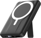 Azmuth Magnetic Wireless Power Bank 10000mAh, 15W Portable Charger Compatible with MagSafe for iPhone 17/16/15/14/13/12 Series Built-in Stand LED Display 20W PD USB-C 22.5W USB-A Black