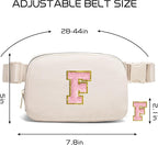 Gitus Belt Bag Fanny Pack Crossbody Bags with Initial Letter Patch Cute Stuff Birthday Gifts for Teenager Girls Trendy Preppy Stuff for Teen Girls(Beige-F)