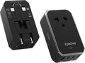 EPICKA Air 40W Universal Travel Adapter, PD Fast Charging International Power Adapter with 1 AC & 4 USB Ports, Worldwide Compact Travel Essentials for USA/EU/UK/AUS(Black, Not a Voltage Converter)