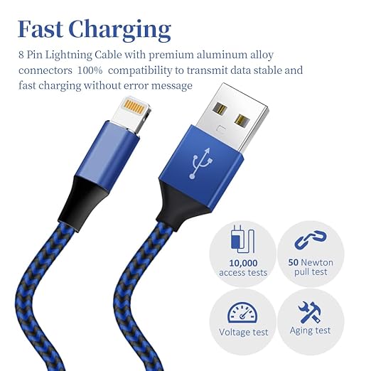 iPhone Charger [Apple MFi Certified] Lightning Cable 6PACK-3/3/6/6/6/10 FT Nylon Braided iPhone Charger Cord High Speed Cord for iPhone 14/13/12/11 Pro Max/XS MAX/XR/XS/X/8/7/Plus/6S/6/iPad