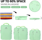 PFEYRPK Lightweight Compression Packing Cubes for Suitcases, Compressible Expandable Travel Packing Organizer with Clear Toiletries and Backpack Bag, Travel Essentials for Carry on Luggage 7 Set