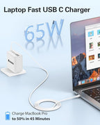 2 Pack 200W USB C Charger, Laptop Fast Charger, 6-Port Wall Charger Type C Charging Block Power Adapter for MacBook Pro, Dell XPS, iPhone 17, iPad, Tablet, Chromebook and More (White)