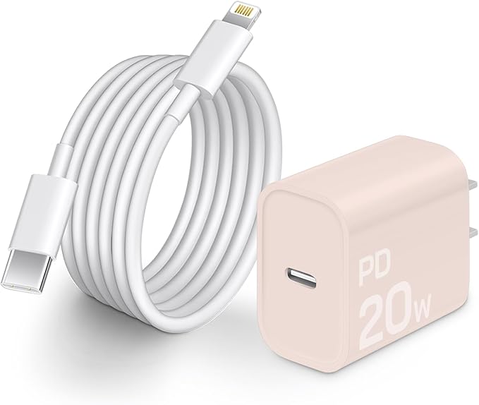 CXX Fast Charger i Phone, 20W USB C Block with 6Ft Cable Compatible with IP 14/14 Pro/14 Plus/14 Pro Max/13/13 Mini/13 Pro/13 Pro Max/12/11/X & More [Pink]