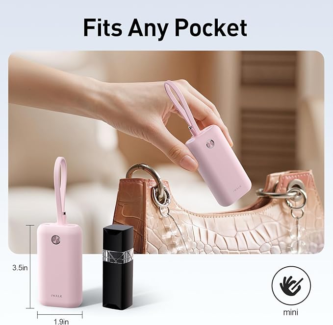 iWALK 4500mAh Portable Charger & 10000mAh Power Bank with Built-in Plug & Cable, Compatible with iPhone 15/16/16 Plus/16 Pro/16 Pro Max, Samsung Galaxy S25/S24/S23 Android