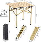 Wind Tour Portable Camping Table Folding Side Table Aluminum Lightweight Table with Carry Bag for Outdoor Cooking Hiking Picnics BBQ Travel (Khaki)