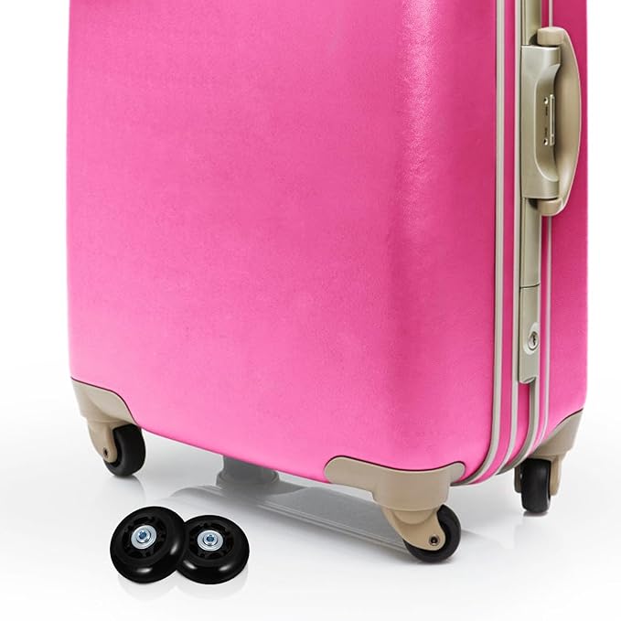 4 Sets Luggage Replacement Wheels - 2.7'' Silent Rubber Wheel Repair Set for Travel Suitcase - with Mounting Accessories Fits Most Standard Luggage Cases