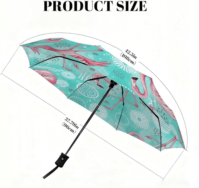 Travel Umbrella for Rain - Flamingo Windproof Compact Automatic Reverse Folding Umbrellas for Kids Women, Cute Small Auto Open Close Umbrella for Backpack, Commute, Car