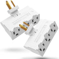 Fosmon 3 Outlet Adapter, Swivel Outlet Plug Three Way Rotating 180 Degree Right Angle Adapter Plug, Electric Wall Extender Indoor, 3-Prong, Grounded- 2 Pack