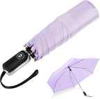 Compact Travel Umbrella for Purse - Flat Handle, Waterproof for Light Rain