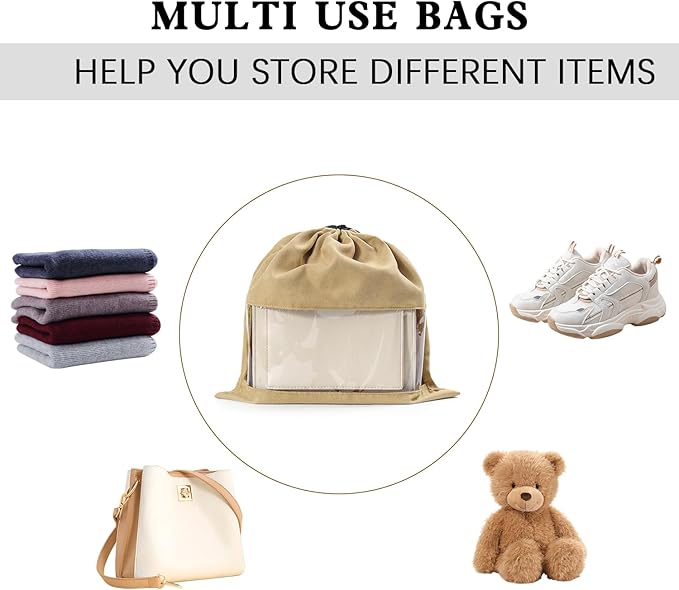 Clear Dust Bags for Handbags, Dustproof Storage Bags with Drawstring Closure, 2-Piece Set – Multi-Purpose Protective Pouches for Handbags, Purses, Shoes, and Boots XL