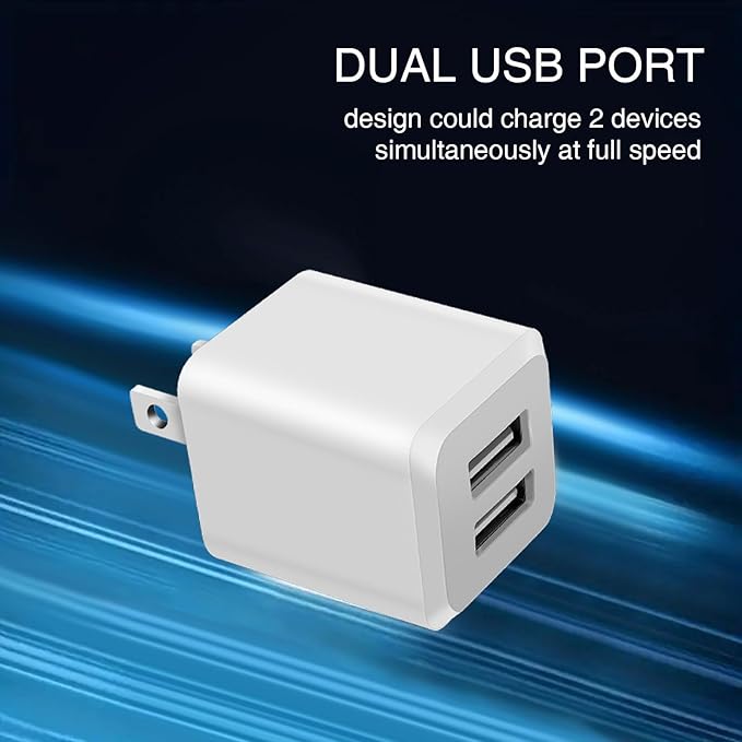 USB Wall Charger, Dual Port Cube Power Adapter Charger Plug Block Charging Box, Dual Port Wall Fast Charging Adapter, Compatible for i Phone 14 13 12 11，Milky White