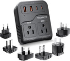 2000W Voltage Converter US to Europe, 220V to 110V Converter for Hair Dryer, 7-in-1 European Travel Plug Adapter with 3AC/2USB-A/2USB-C (PD20W), Travel Essentials with Type ABCE/FGI (Black)
