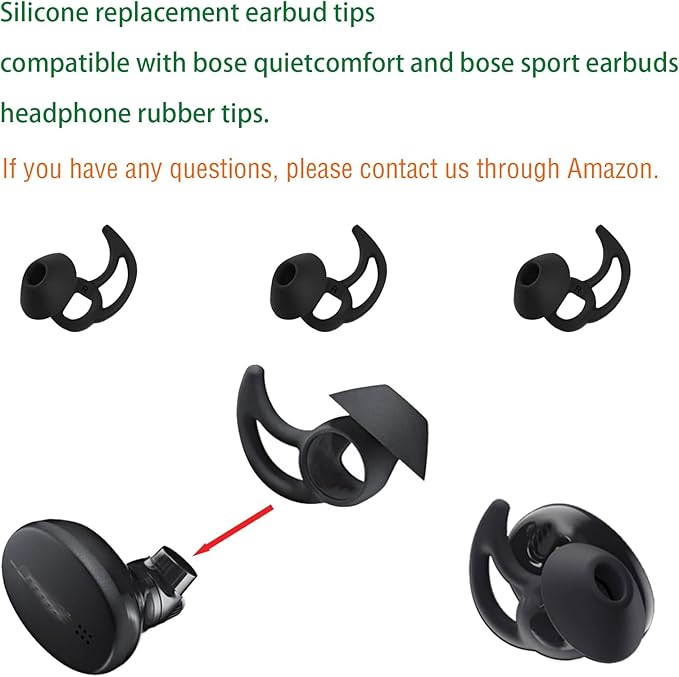 Small Earbud Replacement Tips Silicone Earbud Tips Eartips Compatible with Bose Quietcomfort and Sport Headphone Ear Tips Ear Bud Covers 3 Pairs