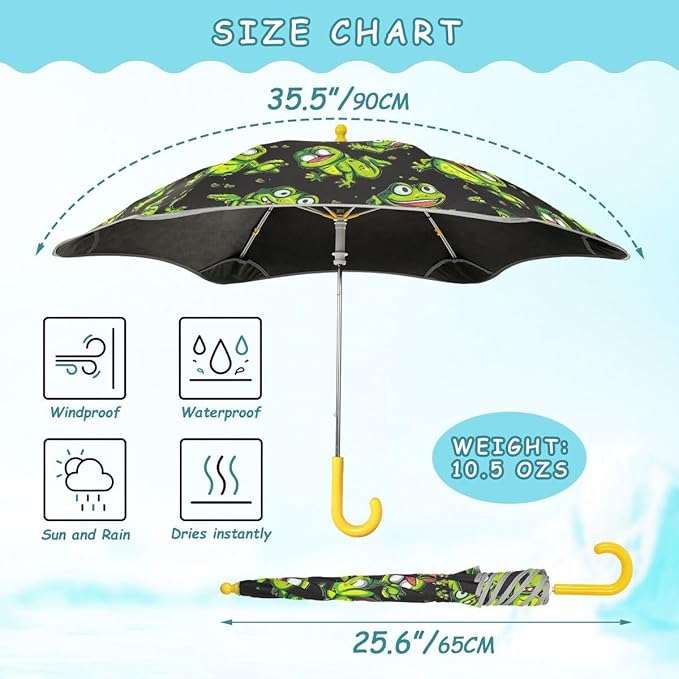 ALAZA Kids Umbrella Stick Umbrellas Cute Umbrella for Boys Girls Toddler UV/Sun Rain Windproof