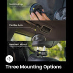 Luno Car Camping Fan - Suction Cup Fan for Car | USB-C Powered with 3 Speeds, Flexible Arm, 5 Blades, 360° Airflow & Headrest Mount - Compact Cooling Solution for Camping & Road Trips