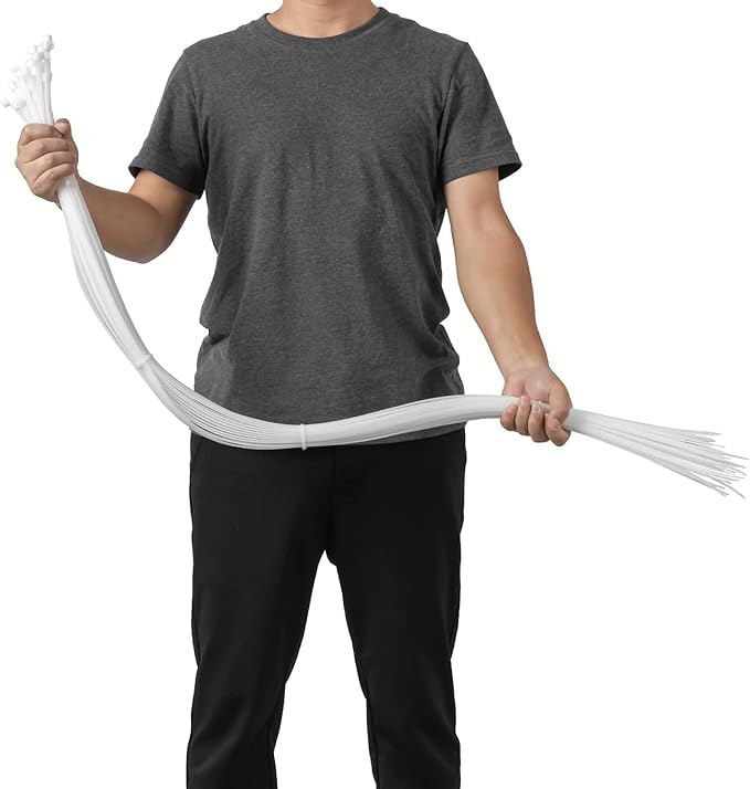 Armpow White 48 inch Cable Zip Ties Heavy Duty 50Pack, 200lbs Ultra Exclusive Strong Plastic Wire Ties, Large Cable Ties Extra Long Tie Wraps, Indoor and Outdoor UV Resistant