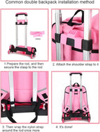 6 Backpack Trolley Foldable Cart with Telescopic Handle Luggage Travel Hand for School Bags Foldable with