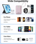 Hichain Portable Charger 20000mAh Power Bank 35W Power Bank Fast Charging Battery Pack with Dual in Cables Compact Battery Bank with Digital Display for iPhone Android Portable Phone Charger Pink