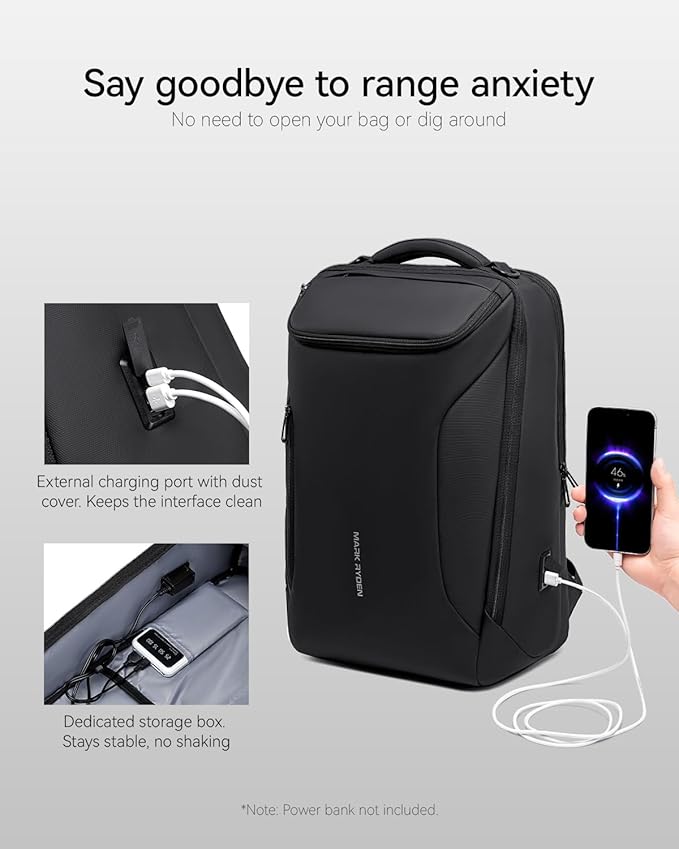 Muzee Business Backpack for Men, 17.3 Inch Water-Resistant & Anti-Scrape Travel Laptop Backpack with USB Charging Port, High Tech Backpack Fits Notebook & Tech Gear
