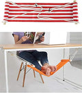 Home-organizer Tech Portable Adjustable Foot Hammock for Corner Desk Office Foot Rest Mini Under Desk Foot Rest Hammock for Home, Office, Airplane, Travel, Study and Relaxing (Red White Strip)