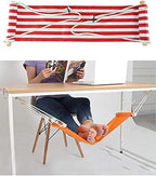 Home-organizer Tech Portable Adjustable Foot Hammock for Corner Desk Office Foot Rest Mini Under Desk Foot Rest Hammock for Home, Office, Airplane, Travel, Study and Relaxing (Red White Strip)