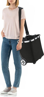 reisenthel carrycruiser Black - Portable Shopping Trolley with Sturdy Aluminum Frame, Shoulder Strap and Removable mesh Inner Bag - Water-Repellent