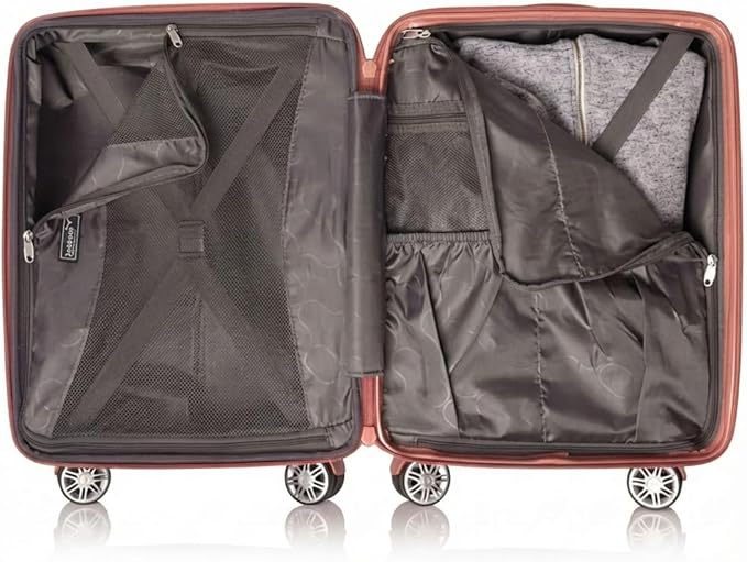 Gabbiano Macan 3 Piece ABS Luggage Set – Expandable Hardshell Suitcase with Add-A-Bag Strap, TSA Lock & 8-Wheel Spinners – Lightweight (20" Carry On, 26" Medium, 30" Large) (Rose Gold, Carry-on)