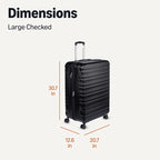 Amazon Basics 30" Hardside Large Checked Luggage, Hardshell Suitcase With Four Multi-directional Wheels, Expandable For Up to 15% More Space, Scratch-Resistant Shell, Black