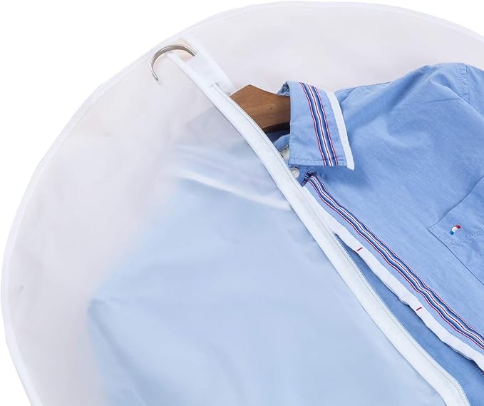 MsKitchen 12 Pack Shirt Garment Bags (24x36") - Dustproof Short Suit Covers - Durable PEVA Closet Bags with Sturdy Zipper for Blouses, Jackets, Sweaters & T-Shirts (Translucent)