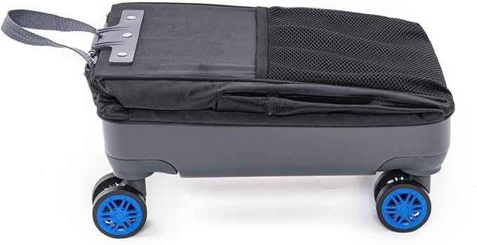 Handy Sandy Roler Bag, Fold Flat Patent Reusable Grocery Bag On Wheels, Shopping Trolley, Rolling Tote, Zipper Closure, Lightweight, Folds Flat -Blue