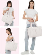 Wandering Nature Puffer Tote Bag with Cup Holder & Laptop Compartment & Trolley Sleeve for Travel, Work, Nurse, Women