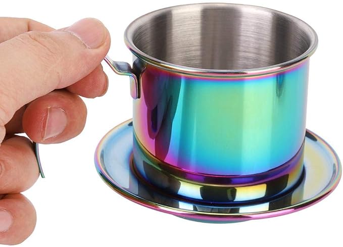 Fdit 304 Stainless Steel Coffee Pot, Pour Over Coffee Dripper with Reusable Filter 7.5cm Inner Diameter Portable Drip Coffee Maker for Home Office Travel
