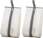 2 Pack Portable Water-Resistant Dust Proof Boot Storage Bags with Handle | Washable Shoe Bags for Travel & Closet Organizing(M)