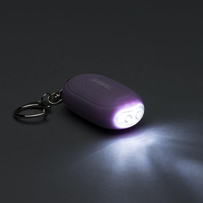 SABRE 2-in-1 Personal Alarm with LED Light, 130dB Personal Safety Siren, Snap Hook for Instant Access, 1,250 Foot (381 Meters) Range, Compact Design for Easy Attachment to Purse, Bag, or Keys
