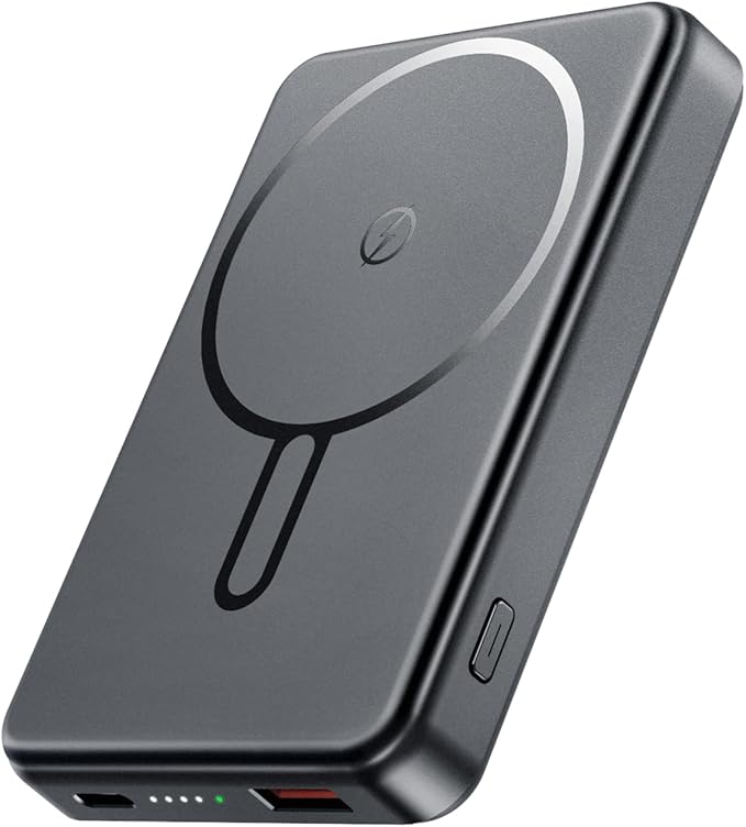 for Magsafe Battery Pack 12000mAh Magnetic Power Bank Portable Charger USB C 20W Fast Charging Wireless Charger Travel Essential for iPhone 16/15/14/13/12 Series Grey