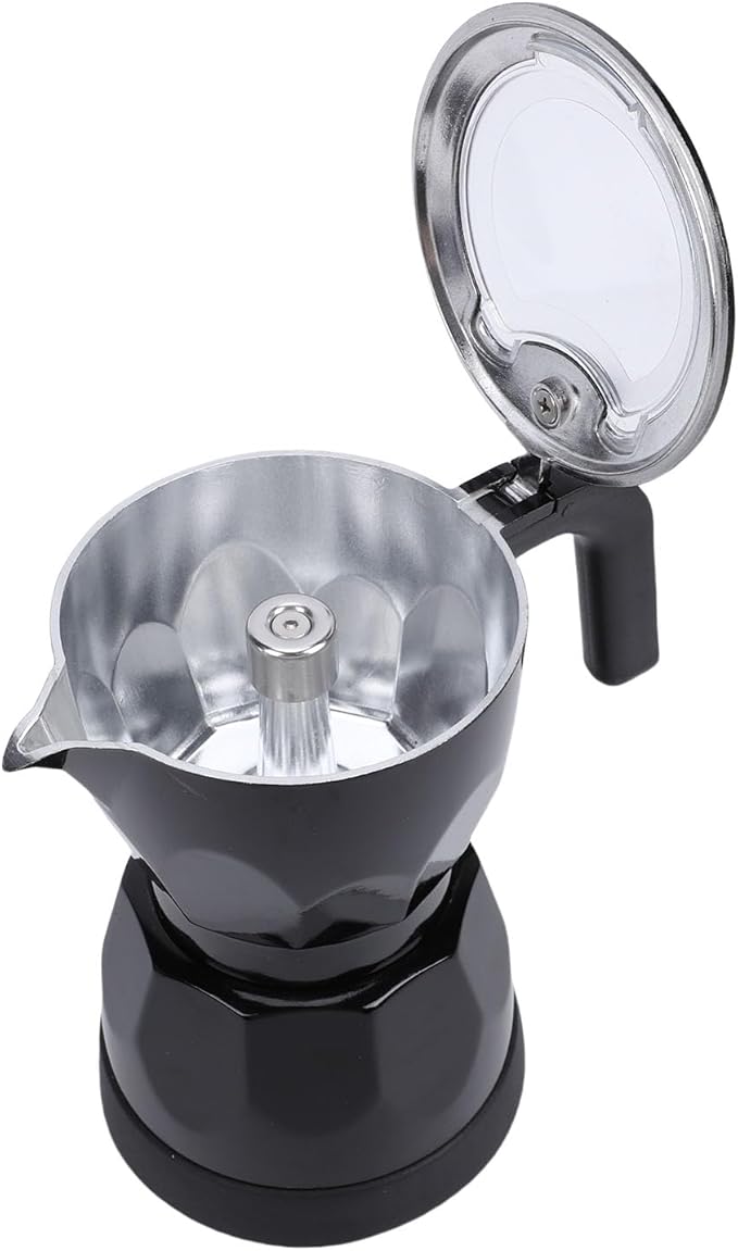 Electric Mocha Pot, 3 Cup Aluminum Machine Portable Electric Italian Cuban Coffee Maker with Detachable Base, Mocha Maker for Home Travel Office (Black)