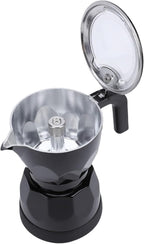 Electric Mocha Pot, 3 Cup Aluminum Machine Portable Electric Italian Cuban Coffee Maker with Detachable Base, Mocha Maker for Home Travel Office (Black)