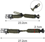 ZHIYE Survival Paracord Bracelet Flint Fire Starter Scraper Compass Wilderness Survival Whistle Adjustable Wristband 2Pack Black&Armygreen