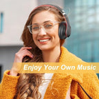 Wireless Bluetooth Headphones Over Ear 65H Playtime HiFi Stereo Headset with Microphone and 6EQ Modes Foldable Bluetooth 6.0 Headphones for Travel Smartphone Computer Laptop