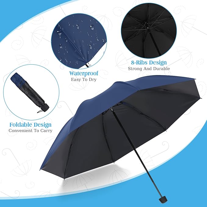 Hillban Set of 12 Windproof Travel Umbrellas Bulk Portable Folding Compact Umbrella for Rain Sun for Wind Backpack Men Women