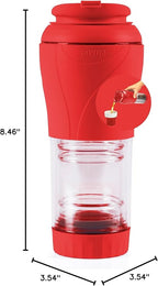 Pressca - Portable Coffee & Tea Maker - Thermal Coffee & Tea Infuser, French Press, Single Serve Coffee Maker, BPA Free - Home & Kitchen Accessories & Utensils - 12 fl oz, Red