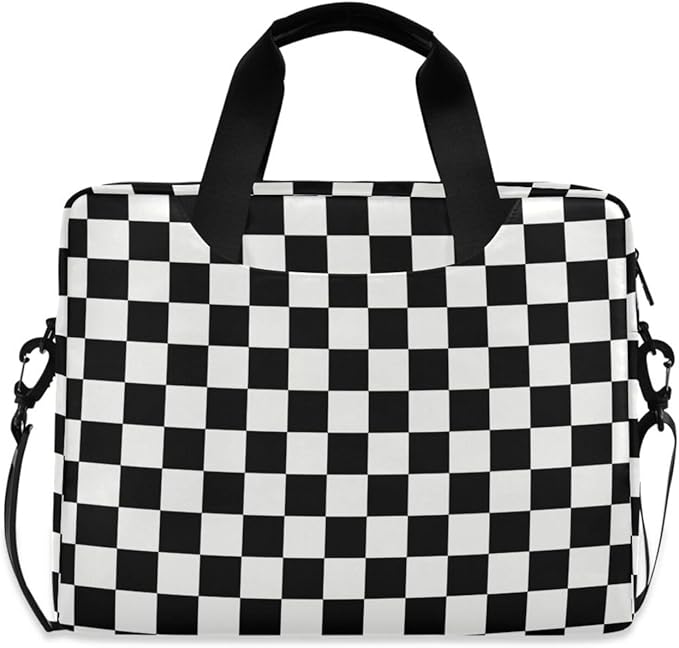 Waving Checkered Flag Car Racing Laptop Case, 15.6 inch Laptop Bag, Waterproof Laptop Sleeve, Laptop Briefcase for Women & Men