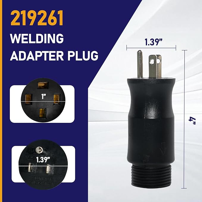 219261 Multi-Voltage Power Adapter Plug for Miller, for Hobart Welders/Plasma Cutters, 4-Pin to 3-Prong Electric Welding Plug Adapter for 115V/15A Power Cord 5-15P