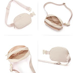 WESTBRONCO Fanny Packs for Women Men, Small Belt Bag Nylon, Lightweight Fashion Waist Packs, Mini Crossbody Bags with Adjustable Strap for Workout Running Traveling(Beige)
