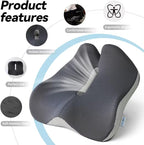 18x16 Inch Memory Foam Seat Cushion for Office Chair, Car & Truck, Ergonomic Chair Cushion for Long Sitting, Thick Supportive Seat Pad with Non-Slip Bottom, Washable Cover