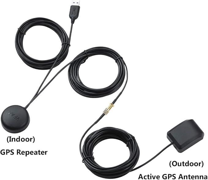 GPS Repeater Signal Booster Amplifier Signal Strength Active Antenna for Car/Trucks/Indoor Use, Gain 30 dB, with Magnetic Base and Waterproof
