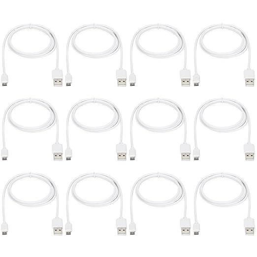 USB A to Micro USB Cable Bulk 12-Pack 3ft, Android Charging Cord