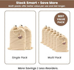 LFH Cotton Shoe Storage Bags with Drawstring, Dustproof Breathable Reusable Organizer, Perfect For Travel, Dorm, Hotel, College, Gym, Easy to Carry, Machine Washable 12"x17" (Pack of 2) - Natural